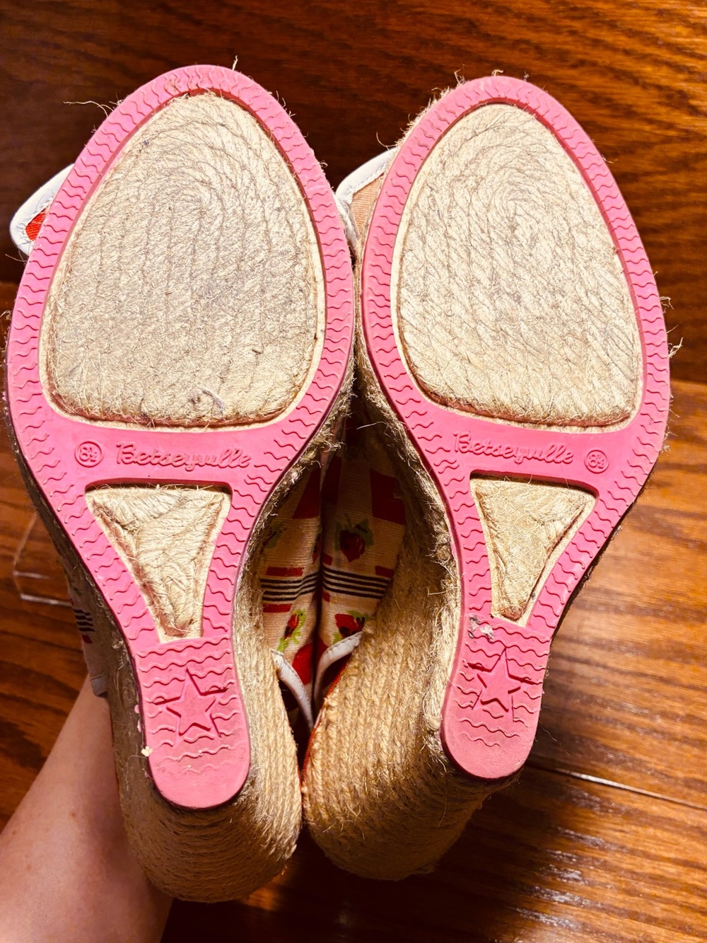 Y2K Vintage Betseyville Cherry Print Bow Slingback Espadrille Wedges Size 8.5 - Picture 7 of 13
